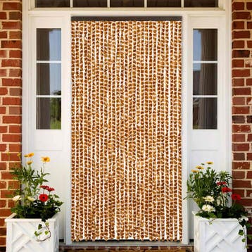 vidaXL Vliegengordijn 90x200 cm chenille okerkleurig en wit, Verzenden, Nieuw, Geel