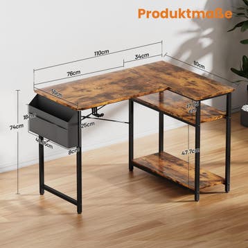 Bureau - Computertafel - Computerbureau - 120x50 cm - Bruin, Verzenden, Zo goed als nieuw