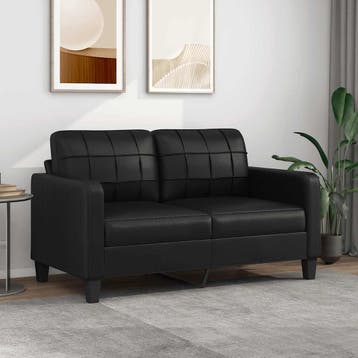 vidaXL Tweezitsbank 140 cm kunstleer zwart, Verzenden, Leer, Minder dan 150 cm, Nieuw