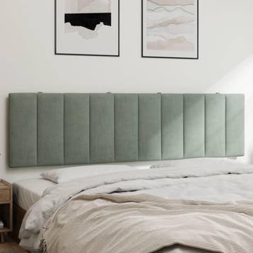 vidaXL Hoofdbordkussen Hanko 180 cm fluweel lichtgrijs, Verzenden, Nieuw, Grijs, Stof