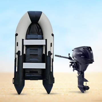 Rubberboot - 330 cm - Lattenbodem - Tohatsu 9.9 pk, Watersport en Boten, Ophalen of Verzenden, Nieuw, Buitenboordmotor, Overige materialen