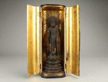 Amida Boeddha - Butsudan - Hout, Verguld, Lak - Japan -