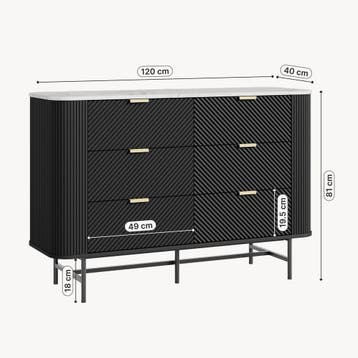 Ladekast Olvehok met 6 lades 81x120x40 cm marmerlook wit en, Verzenden, Nieuw