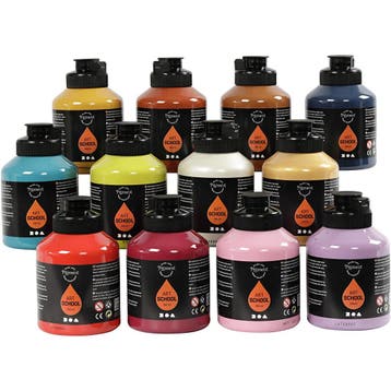 Acryl Verf , semi-glanzend, extra kleuren, 12x500 ml/ 1 doos, Hobby en Vrije tijd, Schilderen, Nieuw