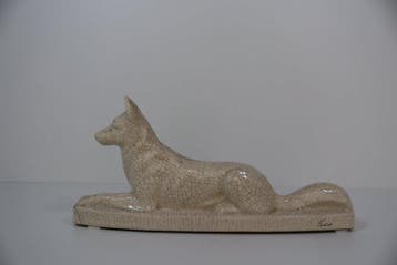 Fontinelle - Beeld, Liggende herdershond - 18.5 cm -, Antiek en Kunst
