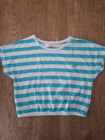 El Corte Inglés Kids crop top turquoise gestreept, Zo goed als nieuw, El Corte Inglés Kids, Meisje, Shirt of Longsleeve