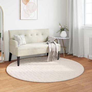 vidaXL Vloerkleden Rond SIROLO Crèmekleurig Ø 200 CM, Verzenden, Nieuw, Crème