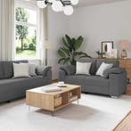 vidaXL Bank 2 pcs Donkergrijs 219 x 80 x 82 cm Stof, Huis en Inrichting, Banken | Bankstellen, Verzenden, Nieuw, Stof, 200 tot 250 cm