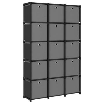 vidaXL Kast met 15 vakken met boxen 103x30x175,5 cm stof, Overige materialen, 100 tot 150 cm, Verzenden, Nieuw