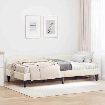 vidaXL Hoekbedframe met Matras 2 st Crème 90 x 200 cm, Eenpersoons, Verzenden, Nieuw, Crème