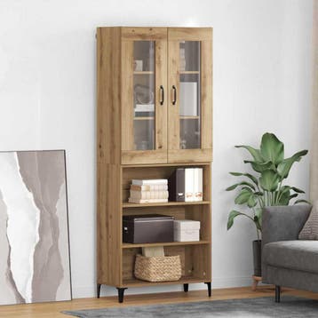 vidaXL Highboard Artisan Eiken 69,5 x 34 x 180 cm Bewerkt, Minder dan 50 cm, Verzenden, Nieuw, Minder dan 100 cm