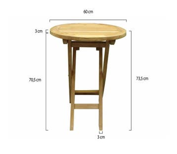 Klaptafel 60 cm rond teak, Tuin en Terras, Tuintafels, Ophalen of Verzenden, Nieuw, Teakhout