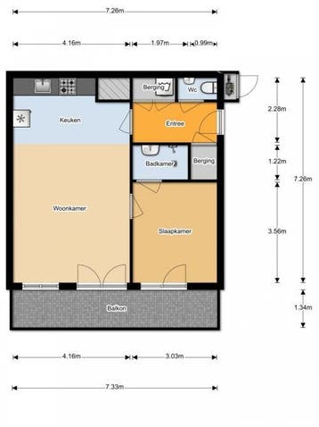 Te Huur 2 Kamer Appartement Professor de Moorplein In Tilbur, Tilburg, Noord-Brabant, Direct bij eigenaar, Appartement