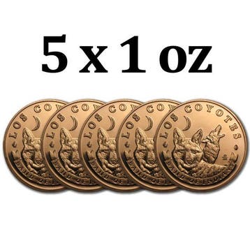 Verenigde Staten. 5 x 1 oz $5.00 Native American Los Coyotes