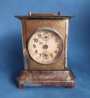Rijtuigklok - Junghans - Antiek Messing, verchromd ijzer,