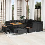 vidaXL Tuinbankenset 12 pcs Zwart Poly Riet en Poedercoated, Verzenden, Nieuw, Rotan, 2 zitplaatsen