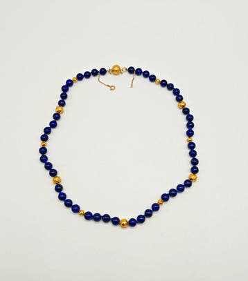 Halsketting - 21 kt. Geel goud Lapis lazuli, Sieraden, Tassen en Uiterlijk, Nieuw