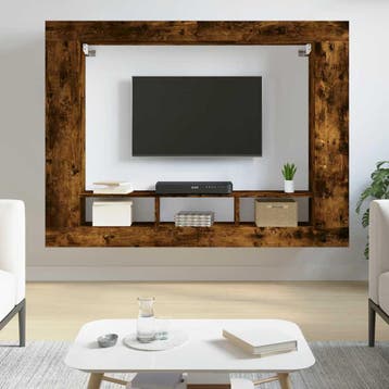 vidaXL Tv-meubel 152x22x113 cm bewerkt hout gerookt, Verzenden, 100 tot 150 cm, 150 tot 200 cm, Nieuw