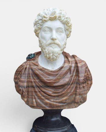 sculptuur, Busto imperatore Marco Aurelio - 80 cm - Marmer, Antiek en Kunst