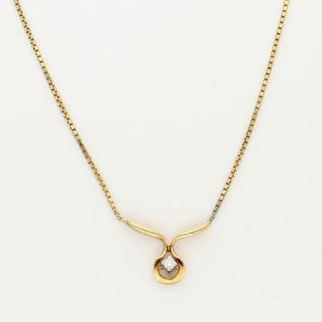 Ketting - 14 karaat Geel goud Diamant (Natuurlijk)