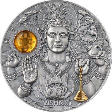 Niue. 2023 Vishnu Divine Faces of the Sun Antique finish