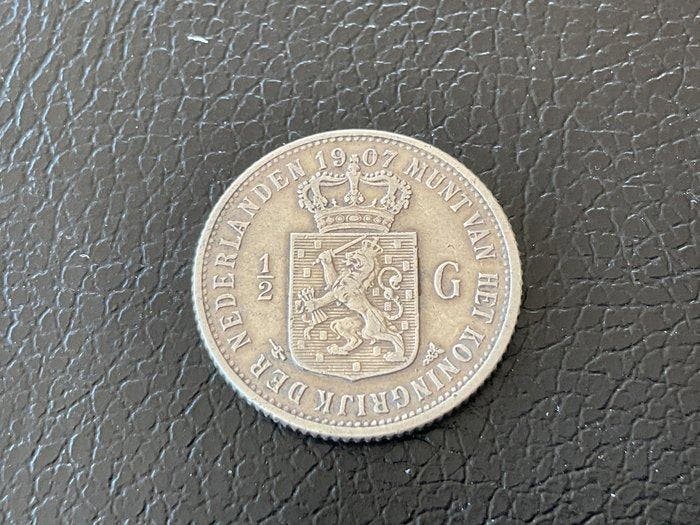Nederland. Wilhelmina. 1/2 Gulden 1907 (Zonder minimumprijs), Postzegels en Munten, Munten | Nederland