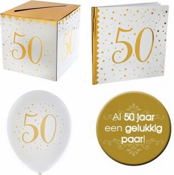 12-delige set voor een 50 jarig jubileum, Hobby en Vrije tijd, Verzenden, Nieuw, Versiering, Geboorte of Huwelijk
