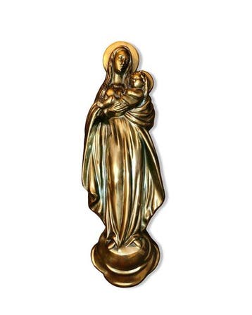 Reliëf, Madonna mit Kind - 41 cm - Metaal, Antiek en Kunst