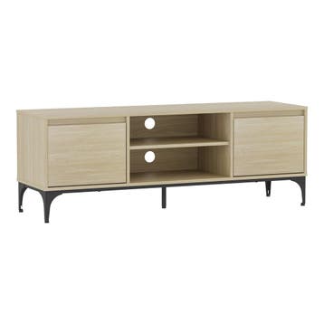 Tv-meubel Kistiandi 140x40x50 cm eikenkleurig licht en zwart, Verzenden, Nieuw