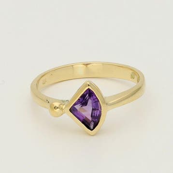 Ring - 18 karaat Geel goud - Amethist, Sieraden, Tassen en Uiterlijk, Ringen, Nieuw