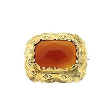 Gouden broche met carneool, Gebruikt, Ophalen of Verzenden, Met edelsteen, Goud