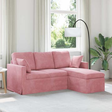 vidaXL Bank Roze 178 x 134 x 80 cm Fluweel, Huis en Inrichting, Banken | Bankstellen, Verzenden, Nieuw, Stof, Minder dan 150 cm