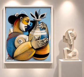 Jone Hopper - Jeune fille au vase ancien, Antiek en Kunst