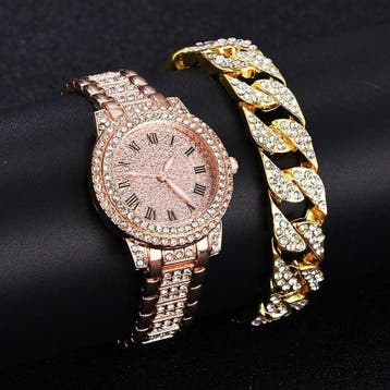 Diamond Horloge met Armband voor Dames - Luxe Strass Kwarts, Verzenden, Nieuw, LVPAI