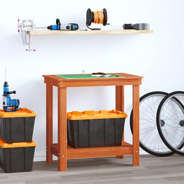 vidaXL Werkbank met plank Wasbruin 80 x 50 x 80 cm Massief, Doe-het-zelf en Verbouw, Werkbanken, Verzenden, Nieuw