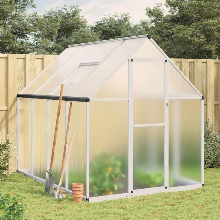 vidaXL Tuinkas met basisframe 224x169x195 cm aluminium, Tuin en Terras, Kassen, Nieuw, Verzenden