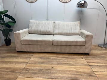 2,5-zits Bank Ribstof Wit – Nieuwstaat, Ribstof, 75 tot 100 cm, Rechte bank, Stof