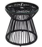 Ronde Bistrotafel 40 cm – Glazen Blad & Rotan Frame Buiten, Huis en Inrichting, Tafels | Bijzettafels, Verzenden, Nieuw