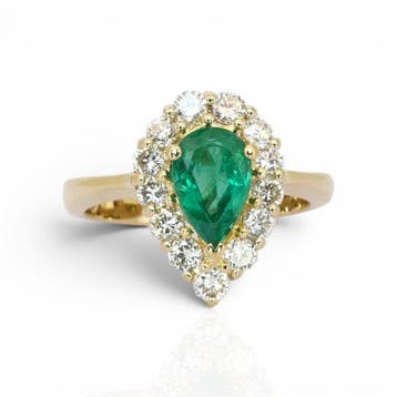 Ring - 18 karaat Geel goud - 2.05ct. tw. Smaragd - Diamant -, Nieuw