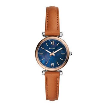 Fossil Dameshorloge 28 mm - Bruin Carlie Mini Horloge ES4701, Verzenden, Nieuw