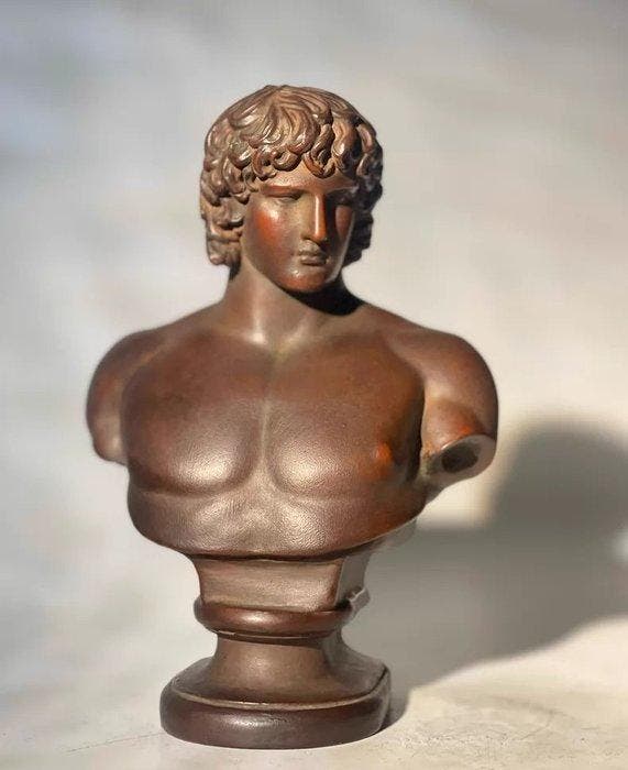 Beeld, Bust of Antinus - 17 cm - Koude aardewerk, Antiek en Kunst, Curiosa en Brocante