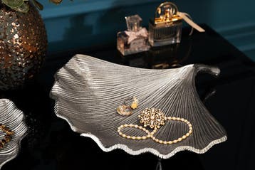 Decoratieve kom GINKGO 33cm zilver handgemaakt metaal -, Ophalen of Verzenden, Nieuw
