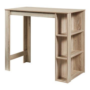 Bartafel Danderyd met 3 planken 120x60x105,5 cm eikenkleurig, Huis en Inrichting, Verzenden, Nieuw