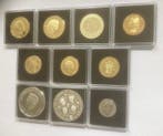 Nederland. Lot 10 vergulde/verzilverde herdenkingsmunten