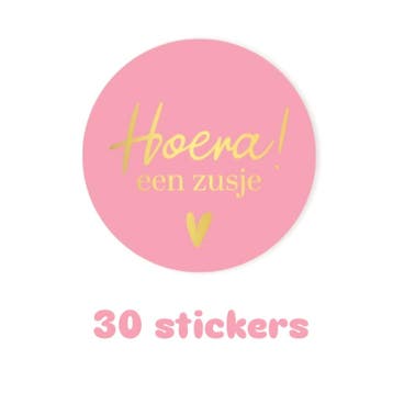 30x sticker - HOERA een zusje - geboorte - baby - Grote z..., Ophalen of Verzenden, Nieuw, Meerdere stickers