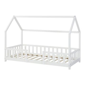 Kinderbed Sisimiut met uitvalbeveiliging en matras 90x200 wi, Verzenden, Nieuw