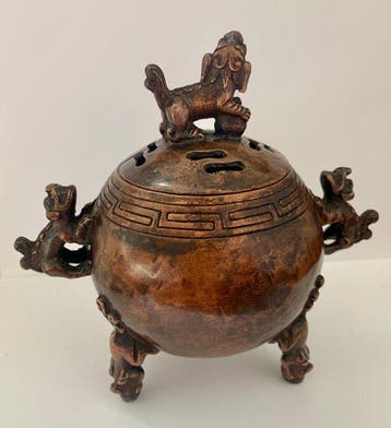 antieke Chinese bronzen wierookbrander - Gepatineerd brons -