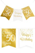 Verjaardagsslinger Vaandel 50 Jaar Goud/Wit (6m), Hobby en Vrije tijd, Feestartikelen, Ophalen of Verzenden, Nieuw