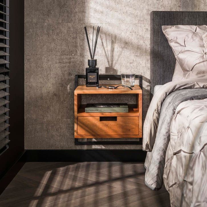 Nachtkastje Jop met 1 lade en open vak, Huis en Inrichting, Slaapkamer | Nachtkastjes, Nieuw, Hout, 55 tot 70 cm, Minder dan 45 cm