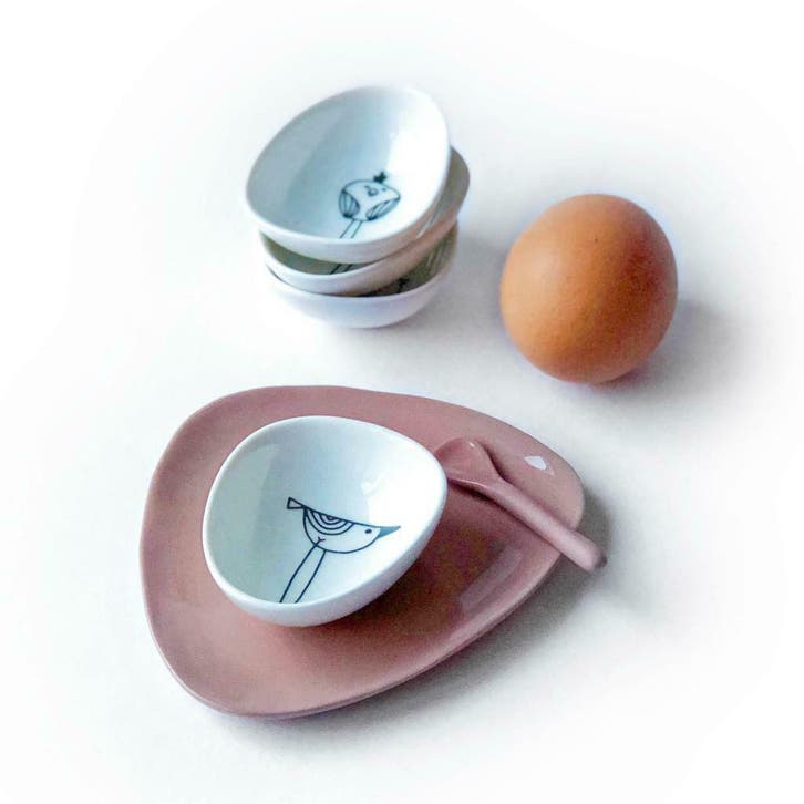 Set van 4 Eierdopjes | Mini Schaaltjes | Cadeauset, Huis en Inrichting, Keuken | Servies, Overige stijlen, Nieuw, Keramiek, Schaal of Schalen